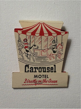 Vintage Carousel Motel Daytona Beach Florida Matchbook Collectible Beige Red